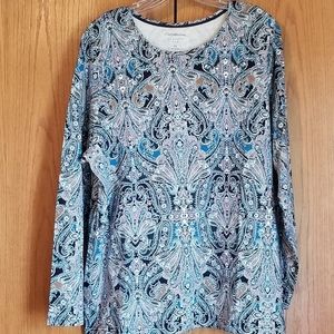 Croft & Barrow 1x blue paisley top